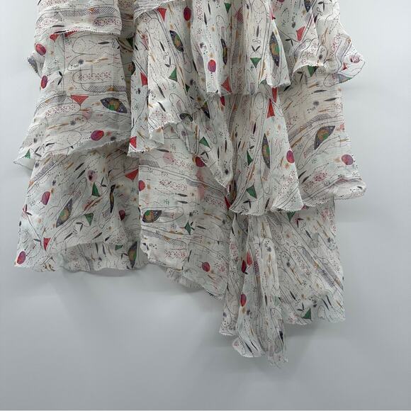 Isabel Marant Jeezon Gathered Asymmetrical Printed Silk Skirt in Erell Sz 42 - Picture 4 of 10